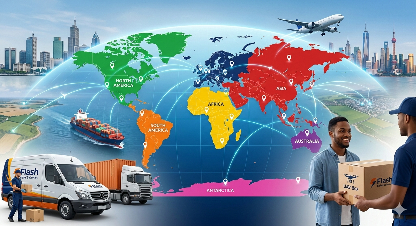 Global Logistics Network - Air, Sea, Land Shipping Across All Continents
